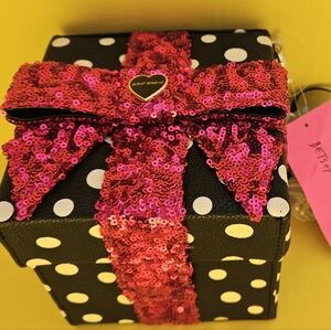 Betsey Johnson Polka Dot Gift Box with Pink Sequin Crossbody Bag